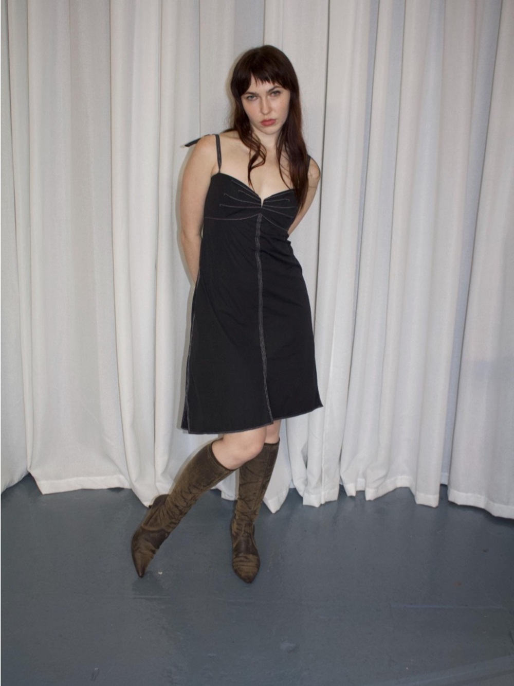 Vintage 90’s Jil Sander Black Spaghetti-Strap Mini Dress